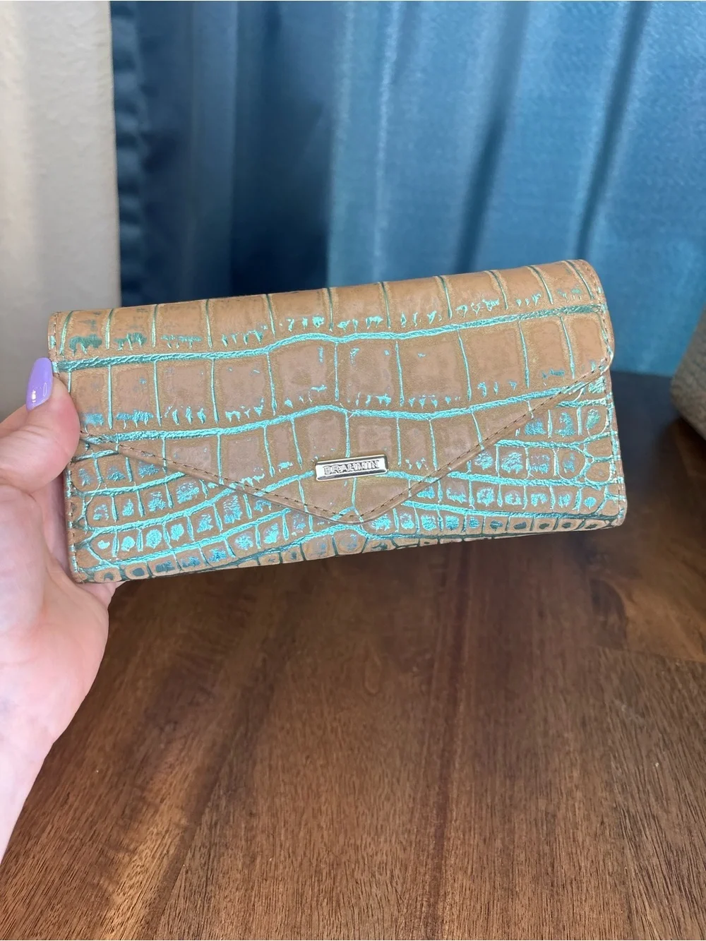 Brahmin EUC April & Veronica - Mineral Blue Freemont - Soft Nubuck - Metallic